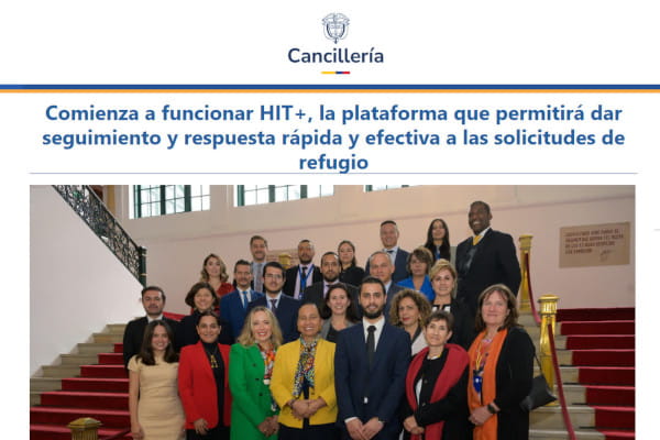 Colombian Foreign Ministry article on HIT+